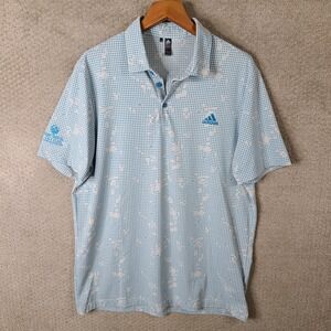 Adidas Primegreen Golf Polo Shirt Men 2XL Blue White Check Port Royal Golf Club
